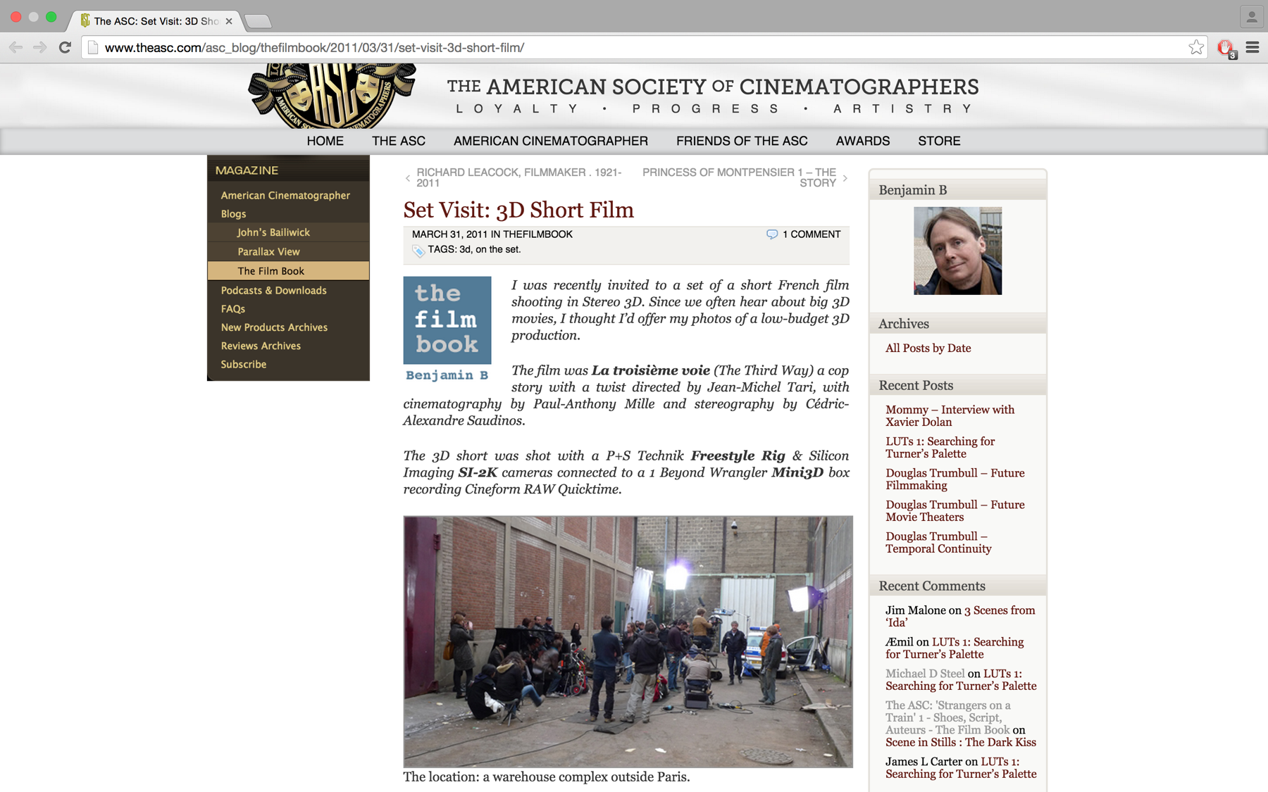 American Cinematographer article about La 3ème voie